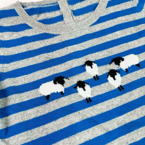 Talbots Sweater Womens Medium Sheep Blue Striped Long-Sleeve Crew Wool fall - Picture 4 of 8